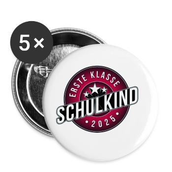 Erste Klasse schulkind 2025 mädchen rosa - Buttons groß 56 mm (5er Pack) - Weiß - Vorne