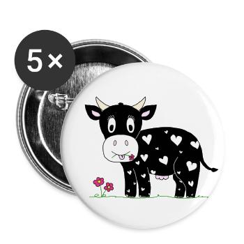 Warm cow :o) - Buttons large 2.2''/56 mm (5-pack) - white - Front