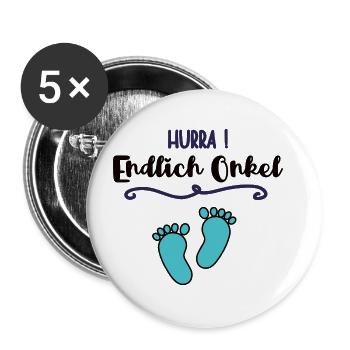 Endlich Onkel Werden Nichte Baby Verkündung Onkels - Buttons groß 56 mm (5er Pack) - Weiß - Vorne