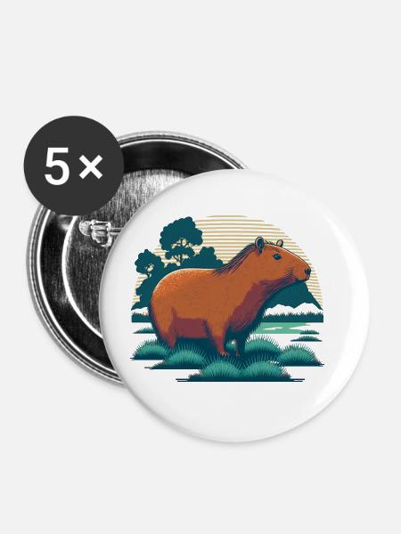 Wasserschwein - Buttons groß 56 mm (5er Pack) - Weiß