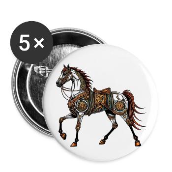 Steampunk horse - Buttons large 2.2''/56 mm (5-pack) - white - Front