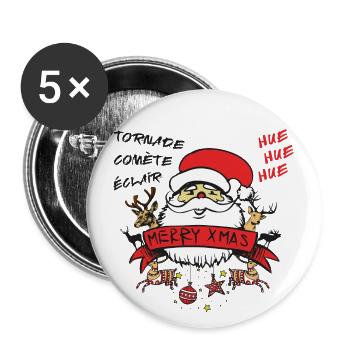 NOEL MERRY XMAS HUE LES RENNES - Lot de 5 grands badges (56 mm) - blanc - Devant