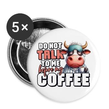 Tired cow with coffee - Buttons large 2.2''/56 mm (5-pack) - white - Front