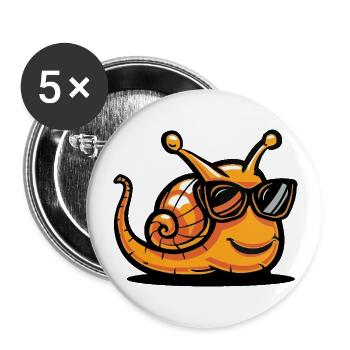 Schnecke Cool Comic - Buttons groß 56 mm (5er Pack) - Weiß - Vorne