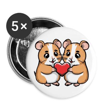 Hamster Couple Valentine's Day - Buttons large 2.2''/56 mm (5-pack) - white - Front