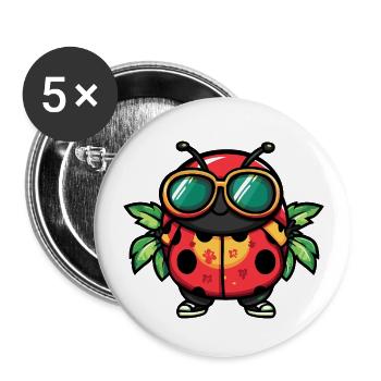 Marienkäfer Sommer - Buttons groß 56 mm (5er Pack) - Weiß - Vorne
