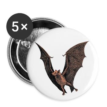 Vintage Fledermaus Halloween Party - Retro Style - Buttons groß 56 mm (5er Pack) - Weiß - Vorne