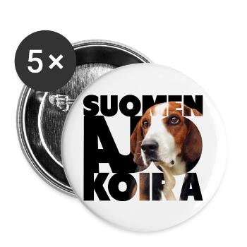 Finnish Hunting Dog II - Buttons large 2.2''/56 mm (5-pack) - white - Front