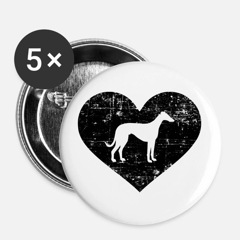 Italian Greyhound - Buttons large 2.2''/56 mm (5-pack) - white