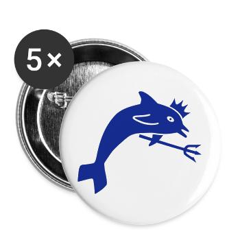 ★ couleurs de conception modifiables ★ dauphin, couronne, trident - Lot de 5 grands badges (56 mm) - blanc - Devant