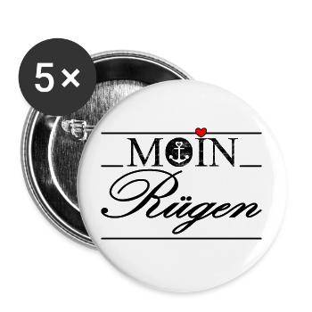 Moin Rügen - Buttons groß 56 mm (5er Pack) - Weiß - Vorne