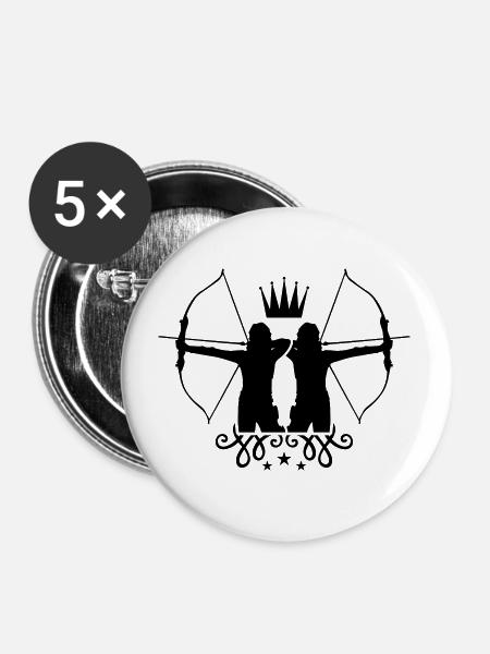 bogenschießen Pfeil Bogen - Buttons groß 56 mm (5er Pack) - Weiß