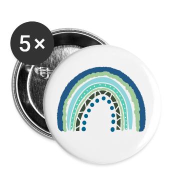 Bleu Arc-en-ciel vert avec des points - Lot de 5 grands badges (56 mm) - blanc - Devant