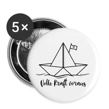 Volle Kraft voraus - Buttons groß 56 mm (5er Pack) - Weiß - Vorne
