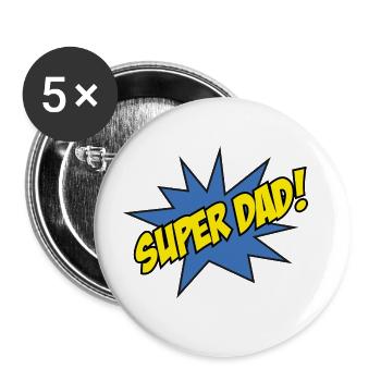 Super Papa! - Buttons groß 56 mm (5er Pack) - Weiß - Vorne