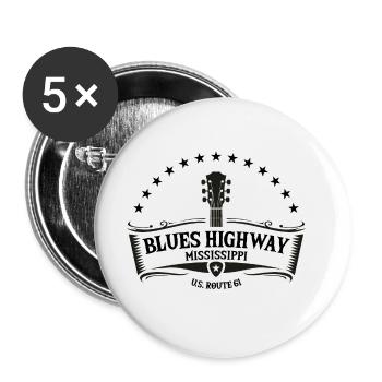 Mississippi Der Blues Highway 61 Musik Usa Gitarre - Buttons groß 56 mm (5er Pack) - Weiß - Vorne
