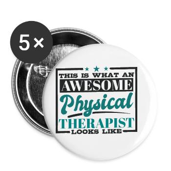 Physiotherapist Physiotherapy Therapist - Buttons large 2.2''/56 mm (5-pack) - white - Front