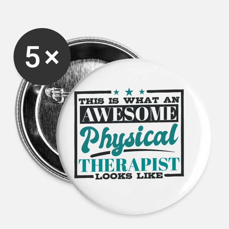 Physio Physiotherapeut Physiotherapie Therapeut - Buttons groß 56 mm (5er Pack) - Weiß