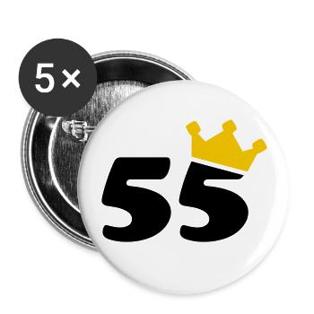 55 Krone 55. Geburtstag 55 Jahre - Buttons groß 56 mm (5er Pack) - Weiß - Vorne