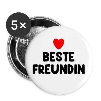 Beste Freundin Herz - Buttons groß 56 mm (5er Pack) - Weiß - Vorne