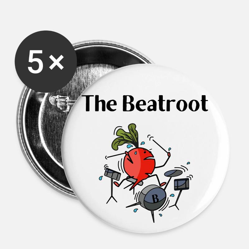 Beetroot drummer - Buttons large 2.2''/56 mm (5-pack) - white