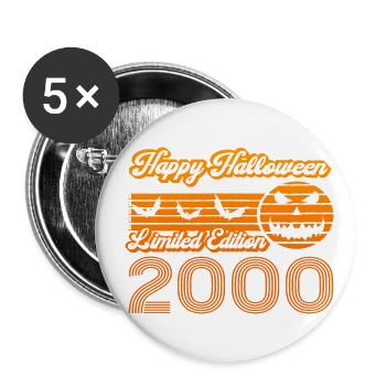 Halloween Kürbis Geburtstag Baujahr 2000 Vintage - Buttons groß 56 mm (5er Pack) - Weiß - Vorne