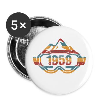 Ski Skibrille Skifahrer Geburtstag 1959 - Buttons groß 56 mm (5er Pack) - Weiß - Vorne