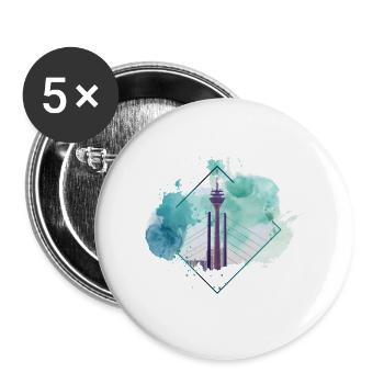 Düsseldorf Deutschland Stadt Skyline Splash Bunt - Buttons groß 56 mm (5er Pack) - Weiß - Vorne