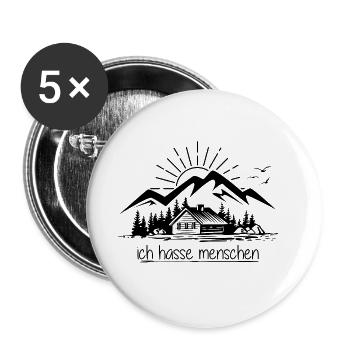 Berghütte Berge Wochenende Urlaub Spruch Zitat - Buttons groß 56 mm (5er Pack) - Weiß - Vorne