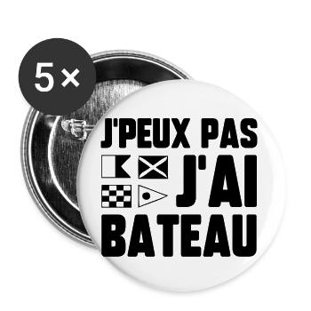 J’peux pas j’ai bateau - Lot de 5 grands badges (56 mm) - blanc - Devant
