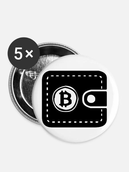 Bitcoin Wallet - Buttons groß 56 mm (5er Pack) - Weiß