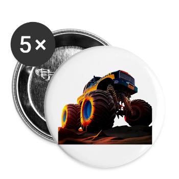 Beschleunigungsrennen Meisterschaft - Buttons groß 56 mm (5er Pack) - Weiß - Vorne