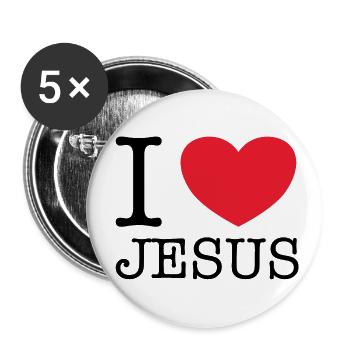 Jesus Christ of Nazareth Faith I Love Jesus - Buttons large 2.2''/56 mm (5-pack) - white - Front