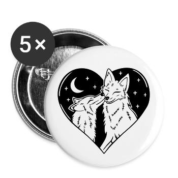 Füchse Liebe Romantik Valentinstag Herz I love you - Buttons groß 56 mm (5er Pack) - Weiß - Vorne