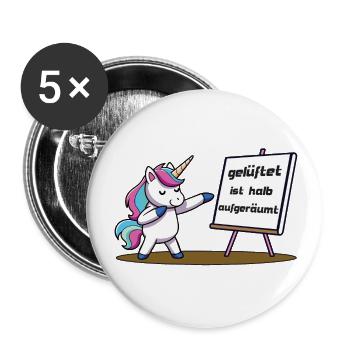 Gelüftet ist halb Aufgeräumt - Buttons groß 56 mm (5er Pack) - Weiß - Vorne
