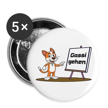 Lass uns Gassi gehen - Buttons groß 56 mm (5er Pack) - Weiß - Vorne