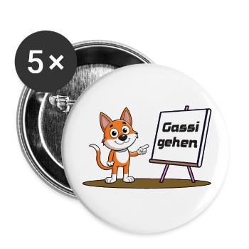 Lass uns Gassi gehen - Buttons groß 56 mm (5er Pack) - Weiß - Vorne