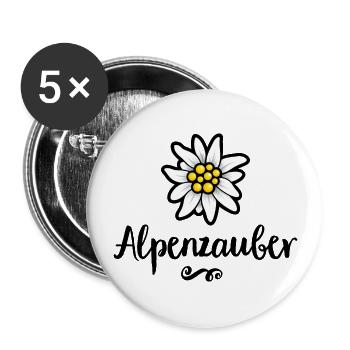 Edelweiss Blümchen Alpenzauber - Buttons groß 56 mm (5er Pack) - Weiß - Vorne