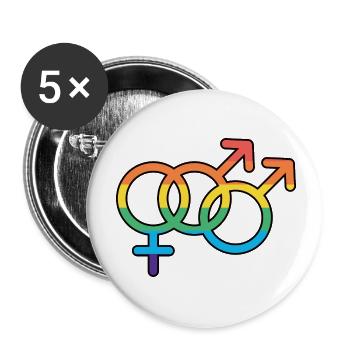 Bi Male Spirit - Buttons groß 56 mm (5er Pack) - Weiß - Vorne