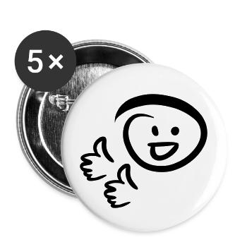 Bien joué! Le visage sourit deux pouces en l’air. - Lot de 5 grands badges (56 mm) - blanc - Devant