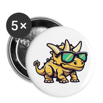 Dinosaurier triceratops Cool Comic - Buttons groß 56 mm (5er Pack) - Weiß - Vorne