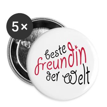 Geschenk für die beste Freundin - Buttons groß 56 mm (5er Pack) - Weiß - Vorne
