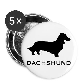 Teckel à poil long - Lot de 5 grands badges (56 mm) - blanc - Devant