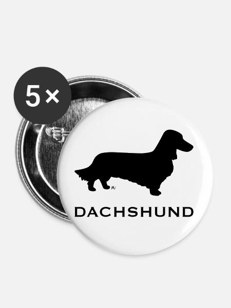 Longhaired dachshund - Buttons large 2.2''/56 mm (5-pack) - white