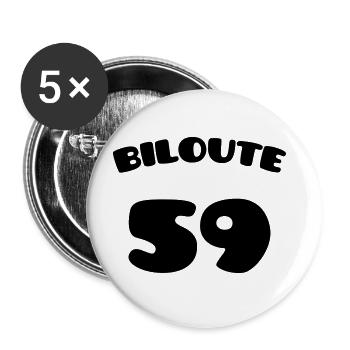 Biloute 59 - Ch'ti - Nord - Lot de 5 grands badges (56 mm) - blanc - Devant