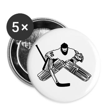 Eishockey Torwart Silhouette Hockey - Buttons groß 56 mm (5er Pack) - Weiß - Vorne