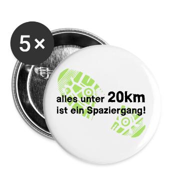 20kmSpaziergangV2 - Buttons groß 56 mm (5er Pack) - Weiß - Vorne