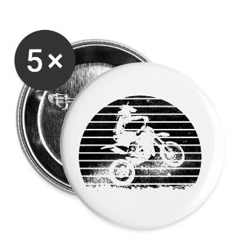 Motocross Retro Sunset Motorradfahrer Biker Enduro - Buttons groß 56 mm (5er Pack) - Weiß - Vorne