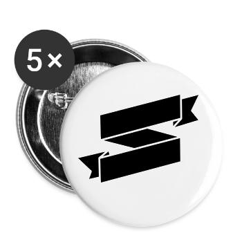 Black Ribbon Banner - Buttons large 2.2''/56 mm (5-pack) - white - Front