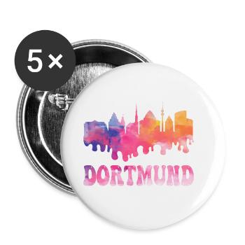 Dortmund Deutschland Stadt Skyline Splash Bunt - Buttons groß 56 mm (5er Pack) - Weiß - Vorne